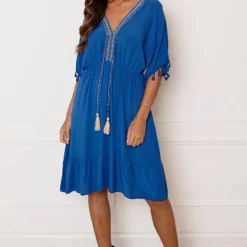 V-hals Lurex Jurk Maris Kobalt -Mooie Stijl Verkoop V HALS LUREX JURK MARIS KOBALT 3 586x900 1