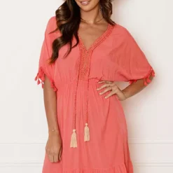 V-hals Lurex Jurk Maris Koraal