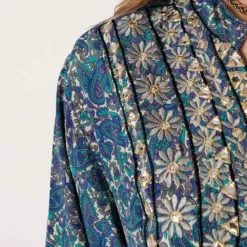 V-hals Detailed Paisley Jurk Dilara Blauw -Mooie Stijl Verkoop V hals Detailed Paisley Jurk Dilara Blauw 3 586x900 1