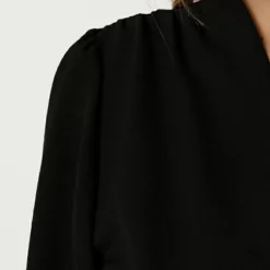 V-hals Knopen Jurk Emmy Zwart -Mooie Stijl Verkoop V hals Knopen Jurk Emmy Zwart close 586x900 1