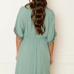 V-hals Lurex Jurk Maris Dust Mint -Mooie Stijl Verkoop V hals Lurex Jurk Maris Dust Mint1 586x900 1