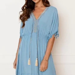 V-hals Lurex Jurk Maris Jeansblauw