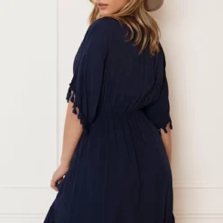 V-hals Lurex Jurk Maris Marine -Mooie Stijl Verkoop V hals Lurex Jurk Maris Marine 3 586x900 1