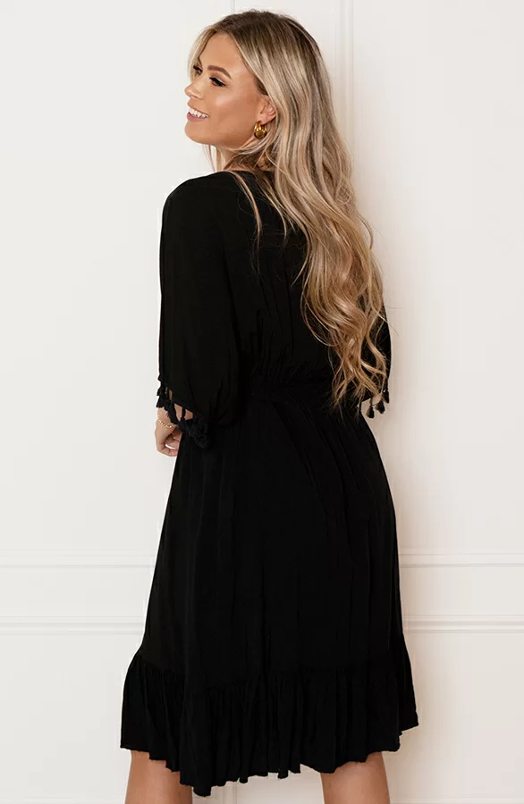 V-hals Lurex Jurk Maris Zwart 4 V-hals Lurex Jurk Maris Zwart - Afbeelding 4