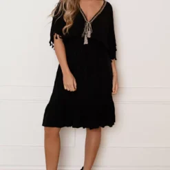 V-hals Lurex Jurk Maris Zwart 12 V-hals Lurex Jurk Maris Zwart -Mooie Stijl Verkoop V hals Lurex Jurk Maris Zwart 2 586x900 1