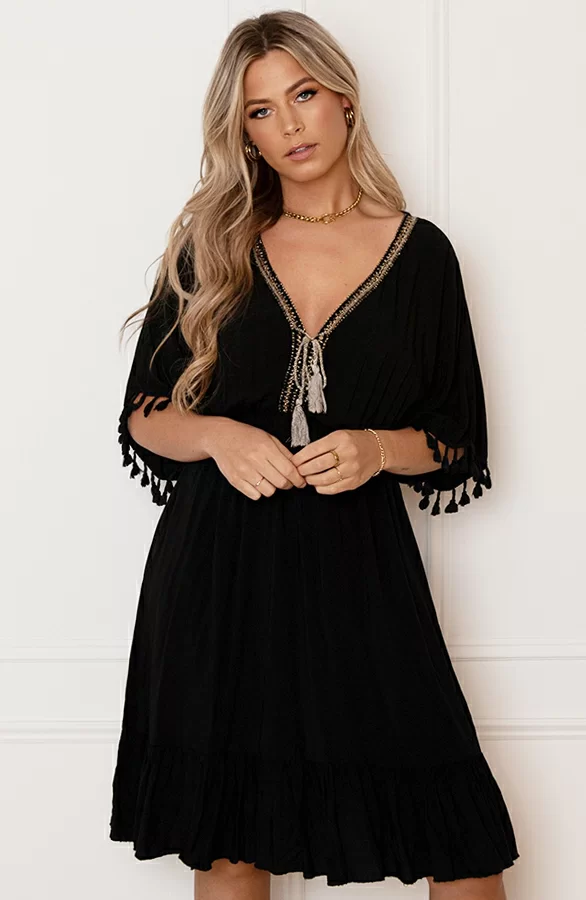 V-hals Lurex Jurk Maris Zwart