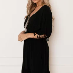 V-hals Lurex Jurk Maris Zwart 9 V-hals Lurex Jurk Maris Zwart -Mooie Stijl Verkoop V hals Lurex Jurk Maris Zwart 5 586x900 1