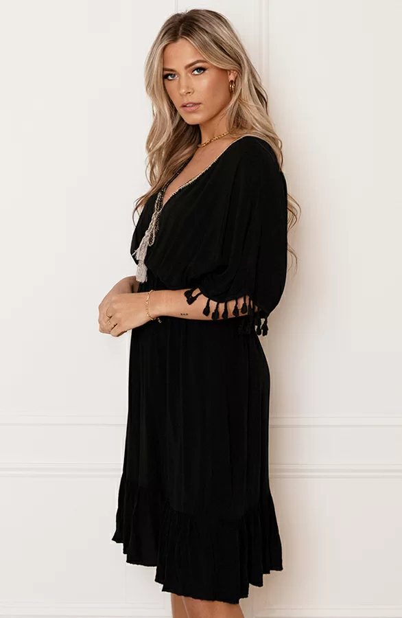 V-hals Lurex Jurk Maris Zwart 3 V-hals Lurex Jurk Maris Zwart - Afbeelding 3