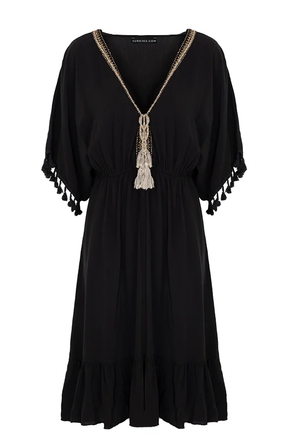 V-hals Lurex Jurk Maris Zwart 7 V-hals Lurex Jurk Maris Zwart - Afbeelding 7