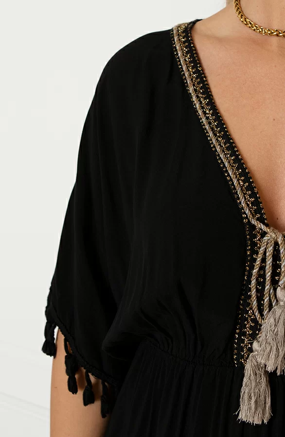 V-hals Lurex Jurk Maris Zwart 5 V-hals Lurex Jurk Maris Zwart - Afbeelding 5