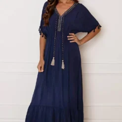 V-hals Lurex Jurk Maxi Maris Marine 9 V-hals Lurex Jurk Maxi Maris Marine -Mooie Stijl Verkoop V hals Lurex Jurk Maxi Marine 3 586x900 1