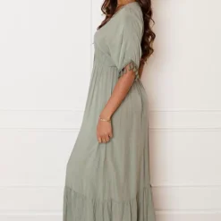 V-hals Lurex Jurk Maxi Maris Army -Mooie Stijl Verkoop V hals Lurex Jurk Maxi Maris Army 1 586x900 1