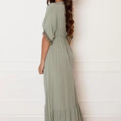 V-hals Lurex Jurk Maxi Maris Army -Mooie Stijl Verkoop V hals Lurex Jurk Maxi Maris Army 2 586x900 1