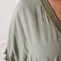 V-hals Lurex Jurk Maxi Maris Army -Mooie Stijl Verkoop V hals Lurex Jurk Maxi Maris Army 3 586x900 1