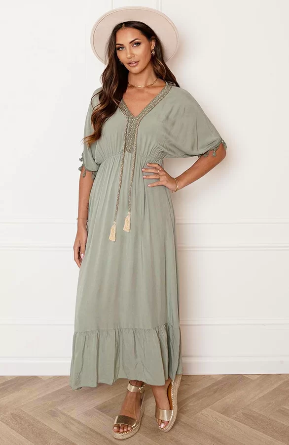 Deal V-hals Lurex Jurk Maxi Maris 8 Deal V-hals Lurex Jurk Maxi Maris - Afbeelding 8