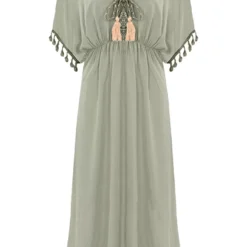 V-hals Lurex Jurk Maxi Maris Army -Mooie Stijl Verkoop V hals Lurex Jurk Maxi Maris Army 586x900 1