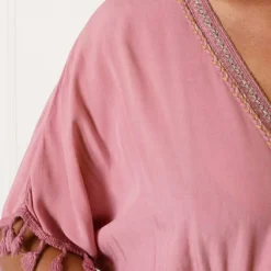 V-hals Lurex Jurk Maxi Maris Dust Pink -Mooie Stijl Verkoop V hals Lurex Jurk Maxi Maris Dust Pink 3 586x900 1