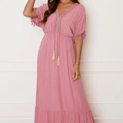 Deal V-hals Lurex Jurk Maxi Maris 15 Deal V-hals Lurex Jurk Maxi Maris -Mooie Stijl Verkoop V hals Lurex Jurk Maxi Maris Dust Pink 6 586x900 2