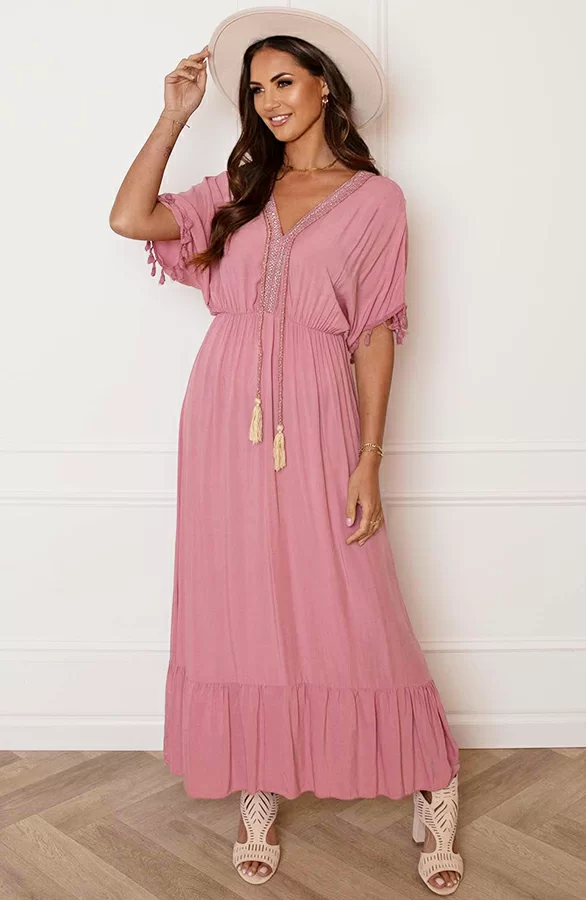 Deal V-hals Lurex Jurk Maxi Maris 6 Deal V-hals Lurex Jurk Maxi Maris - Afbeelding 6