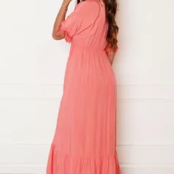 V-hals Lurex Jurk Maxi Maris Koraal -Mooie Stijl Verkoop V hals Lurex Jurk Maxi Maris Koraal 3 586x900 1