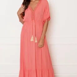 Deal V-hals Lurex Jurk Maxi Maris 18 Deal V-hals Lurex Jurk Maxi Maris -Mooie Stijl Verkoop V hals Lurex Jurk Maxi Maris Koraal 5 586x900 3