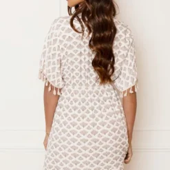 V-hals Lurex Jurk Print Maris Beige -Mooie Stijl Verkoop V hals Lurex Jurk Print Maris Beige 6 586x900 1