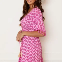 V-hals Lurex Jurk Print Maris Fuchsia -Mooie Stijl Verkoop V hals Lurex Jurk Print Maris Fuchsia 3 586x900 1