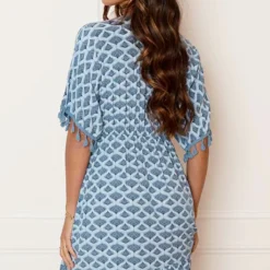 V-hals Lurex Jurk Print Maris Jeansblauw -Mooie Stijl Verkoop V hals Lurex Jurk Print Maris Jeansblauw 4 586x900 1