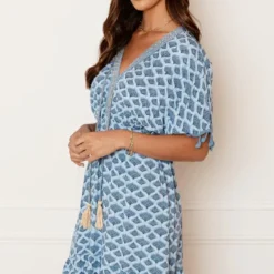 V-hals Lurex Jurk Print Maris Jeansblauw -Mooie Stijl Verkoop V hals Lurex Jurk Print Maris Jeansblauw 5 586x900 1