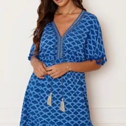 Deal V-hals Lurex Jurk Print Maris -Mooie Stijl Verkoop V hals Lurex Jurk Print Maris Kobalt 1 586x900 1