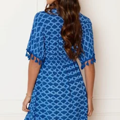 V-hals Lurex Jurk Print Maris Kobalt -Mooie Stijl Verkoop V hals Lurex Jurk Print Maris Kobalt 4 586x900 1