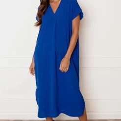 V-hals Midi Jurk Lilly Kobalt