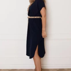 V-hals Midi Jurk Lilly Marine -Mooie Stijl Verkoop V hals Midi Jurk Lilly Marine 5 586x900 1