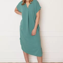 V-hals Midi Jurk Lilly Mint -Mooie Stijl Verkoop V hals Midi Jurk Lilly Mint 1 586x900 2