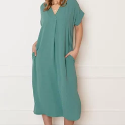 V-hals Midi Jurk Lilly Mint -Mooie Stijl Verkoop V hals Midi Jurk Lilly Mint 2 586x900 2