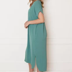 V-hals Midi Jurk Lilly Mint -Mooie Stijl Verkoop V hals Midi Jurk Lilly Mint 4 586x900 1