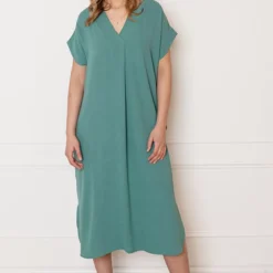 V-hals Midi Jurk Lilly Mint -Mooie Stijl Verkoop V hals Midi Jurk Lilly Mint2 586x900 1
