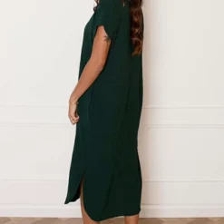 V-hals Midi Jurk Lilly Smaragd -Mooie Stijl Verkoop V hals Midi Jurk Lilly Smaragd 4 586x900 1
