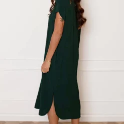 V-hals Midi Jurk Lilly Smaragd -Mooie Stijl Verkoop V hals Midi Jurk Lilly Smaragd 5 586x900 1