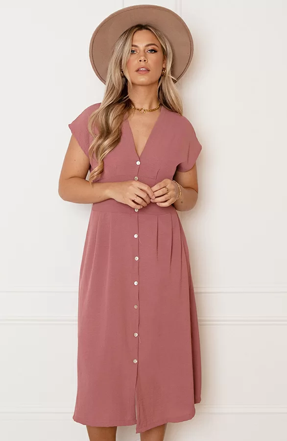 V-hals Strik Jurk Fea Dust Roze 10 V-hals Strik Jurk Fea Dust Roze - Afbeelding 10