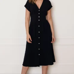 V-hals Strik Jurk Fea Marine -Mooie Stijl Verkoop V hals strik Jurk Fea Marine 1 586x900 3