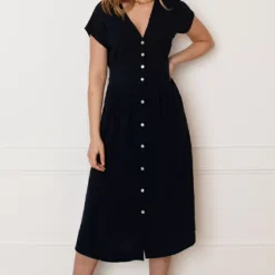 V-hals Strik Jurk Fea Marine -Mooie Stijl Verkoop V hals strik Jurk Fea Marine 2 586x900 2