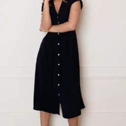 V-hals Strik Jurk Fea Marine -Mooie Stijl Verkoop V hals strik Jurk Fea Marine 3 586x900 1