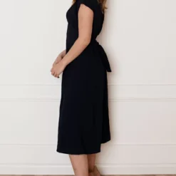 V-hals Strik Jurk Fea Marine -Mooie Stijl Verkoop V hals strik Jurk Fea Marine 4 586x900 2