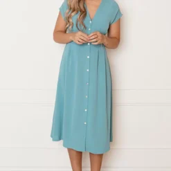 V-hals Strik Jurk Fea Mint 12 V-hals Strik Jurk Fea Mint -Mooie Stijl Verkoop V hals strik Jurk Fea Mint 1 586x900 1