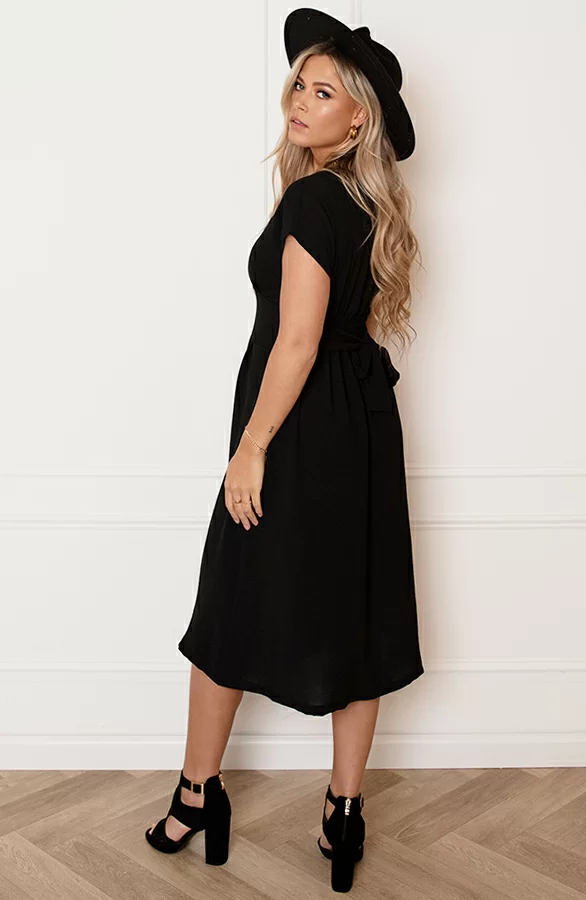 V-hals Strik Jurk Fea Zwart 5 V-hals Strik Jurk Fea Zwart - Afbeelding 5