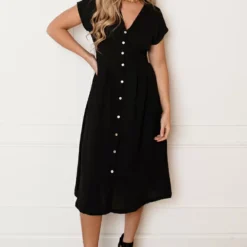 Deal V-hals Strik Jurk Fea -Mooie Stijl Verkoop V hals strik Jurk Fea Zwart 5 586x900 1