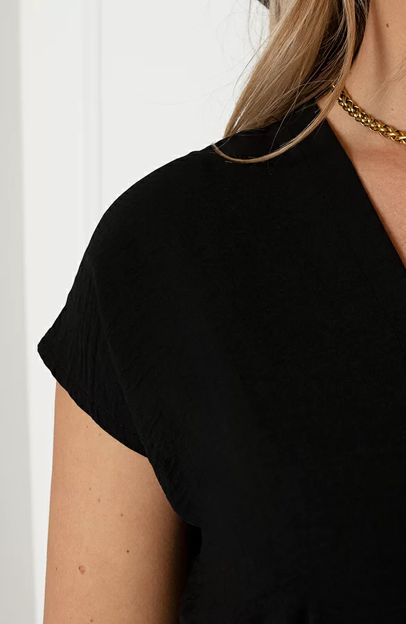 V-hals Strik Jurk Fea Zwart 6 V-hals Strik Jurk Fea Zwart - Afbeelding 6